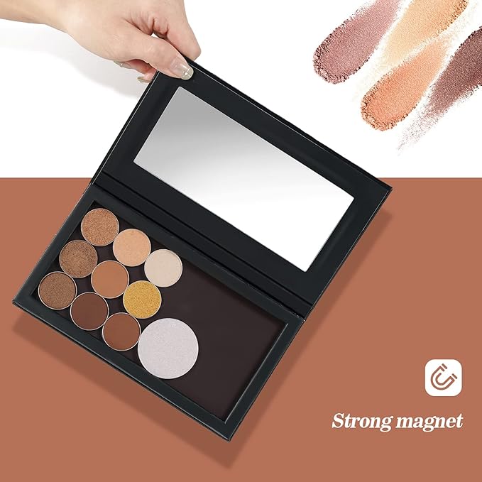 Lolalet 2 Pack Magnetic Makeup Palettes, Empty Magnetic Palette with Mirror for Eyeshadow Lip Color Blush Powder Highlighter Contour - Leather&Holographic-Velvo Beauty