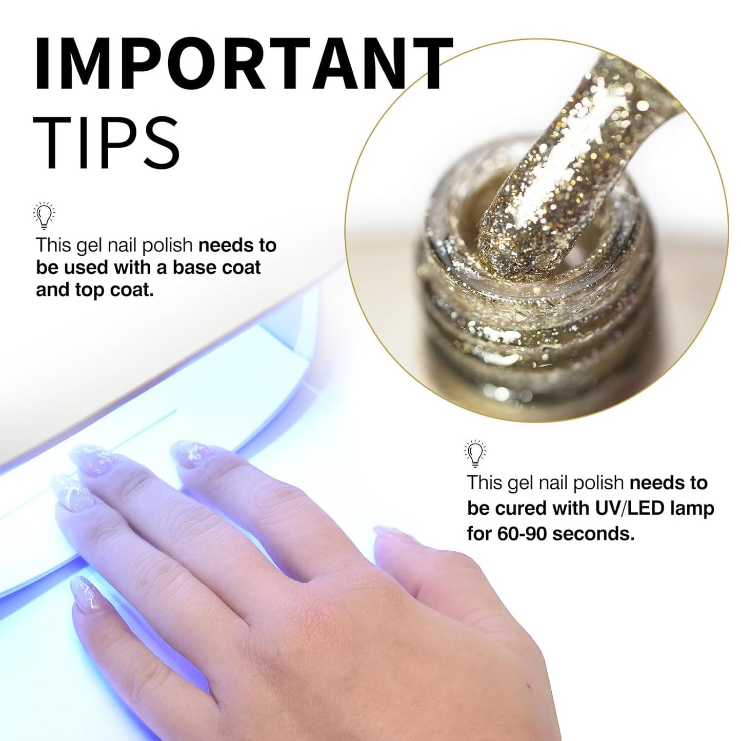 CANNI Gold Glitter Gel Polish – 9ML Chunky Sparkly Soak-Off UV/LED Nail Gel, Golden Flakes Finish for DIY Manicure, French Tips, or Salon Use-Velvo Beauty