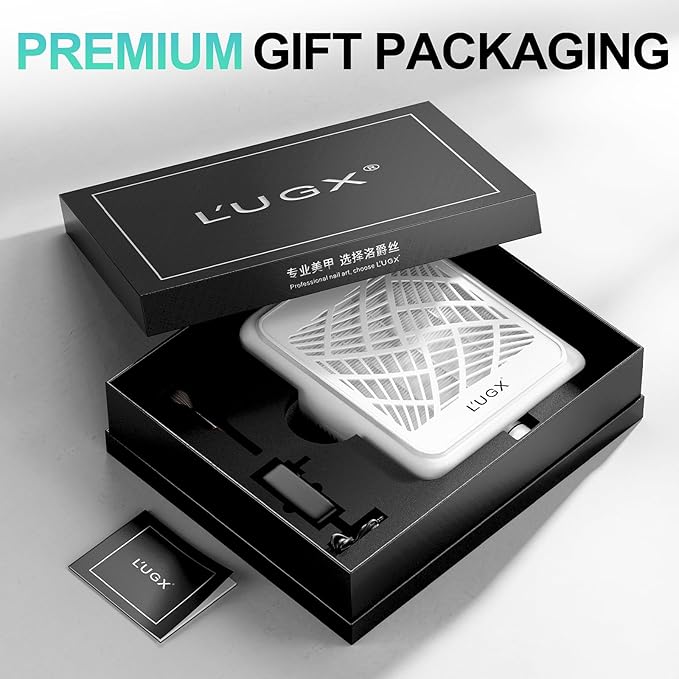 L'UGX Professional Nail Dust Collector, 650Pa Nail Vacuum Dust Collector Nail Tech Fan Extractor Powerful Suction Machine for Acrylic Nail Polishing, Perfect for Home Salon Use-Velvo Beauty