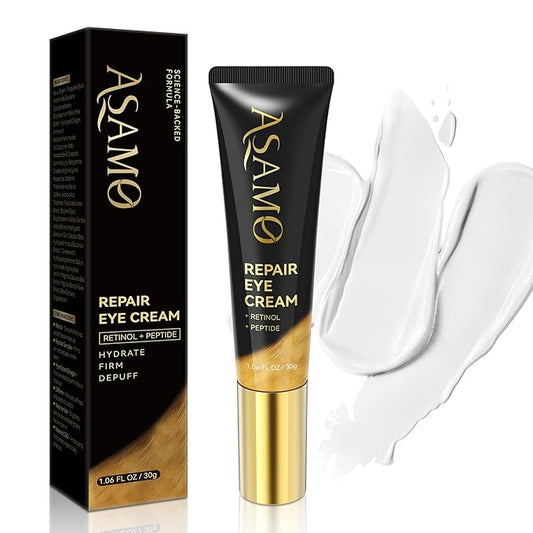 ASAMO Retinol Eye Cream – Retinol and Peptides for Fine Lines, Puffiness, and Under-Eye Shadows, Anti Aging, Eye Care Daily Wrinkle Cream,1.06 fl.oz-Velvo Beauty