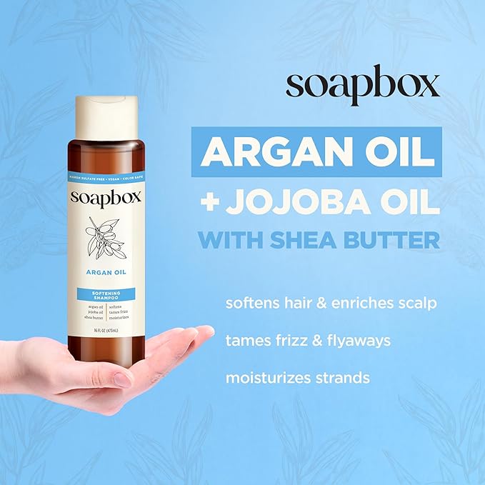 Soapbox Argan Shampoo & Conditioner Set, Volumizing, Vegan, Color Safe, Harsh Sulfate & Silicone Free, 1 Liter Each (Pack of 2)-Velvo Beauty