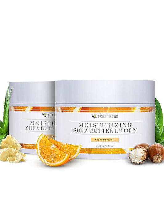 Tree to Tub Shea Body Butter for Dry, Extremely Dry, Sensitive Skin - Moisturizing Body Cream for Women & Men, Hydrating Body Lotion Moisturizer w/Vitamin C, Organic Cocoa, All Natural Citrus Scent-Velvo Beauty