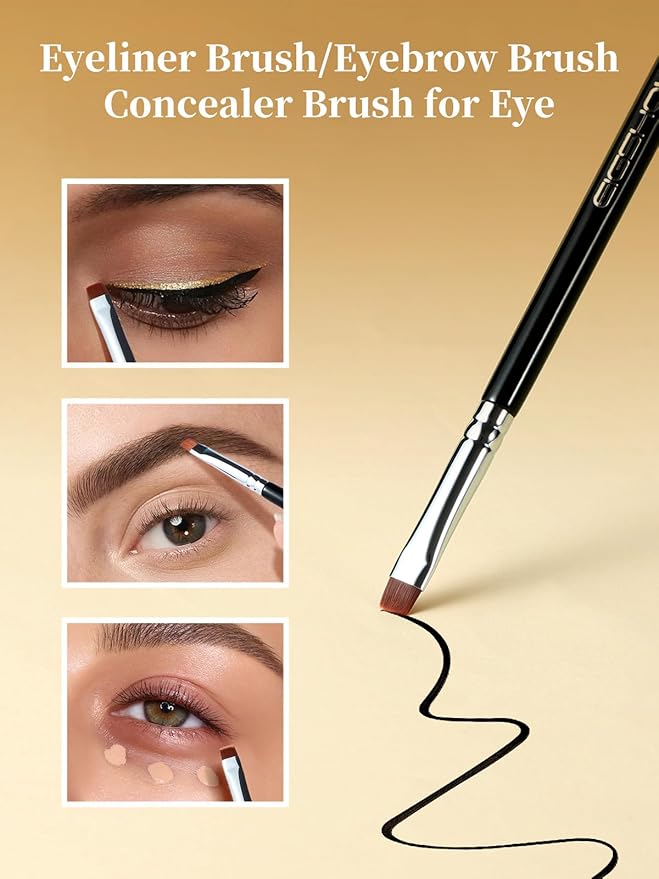 EIGSHOW Flat Eyeliner Brush, Professional Precise Eyebrow Concealer Brush for Sharp Defined, Eye Liner Application with Gel Liquid Cream Powder (E808)-Velvo Beauty