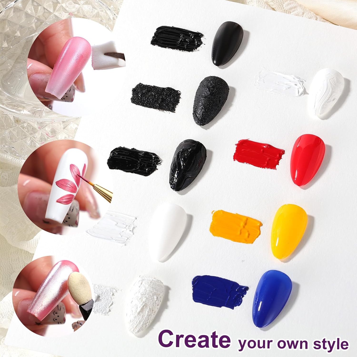 Gradient Painting Gel, 9 Colors Ombre Plaster, 3D Sculpting Gel Three Primary Colors Nail Polish for Pigment Pat Aura Nails French Manicure Palette SculptraHue Master Kit-Velvo Beauty