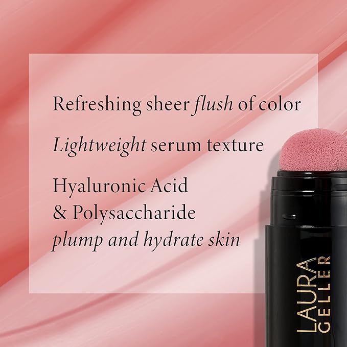 LAURA GELLER NEW YORK Serum Blush Tint, Lightweight Liquid Blush for Cheeks, Weightless Watercolor Sheer Finish, Poppy Peach-Velvo Beauty