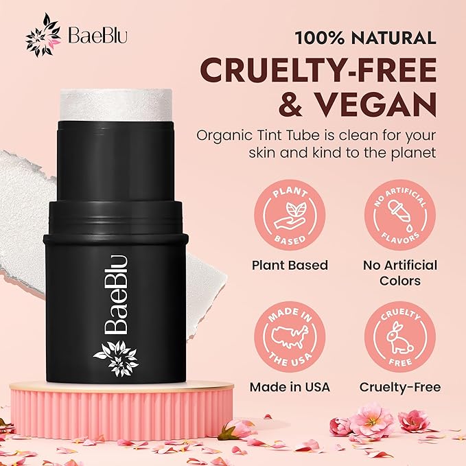 Organic Blush Tube, Prosecco - 100% Natural Vegan Cream Blush Sticks, Multi-Use Bronzer, & Highlighter for Lips, Cheeks & Eyes, Buildable Shimmer, Gluten-Free, Paraben-Free, Made in USA-Velvo Beauty