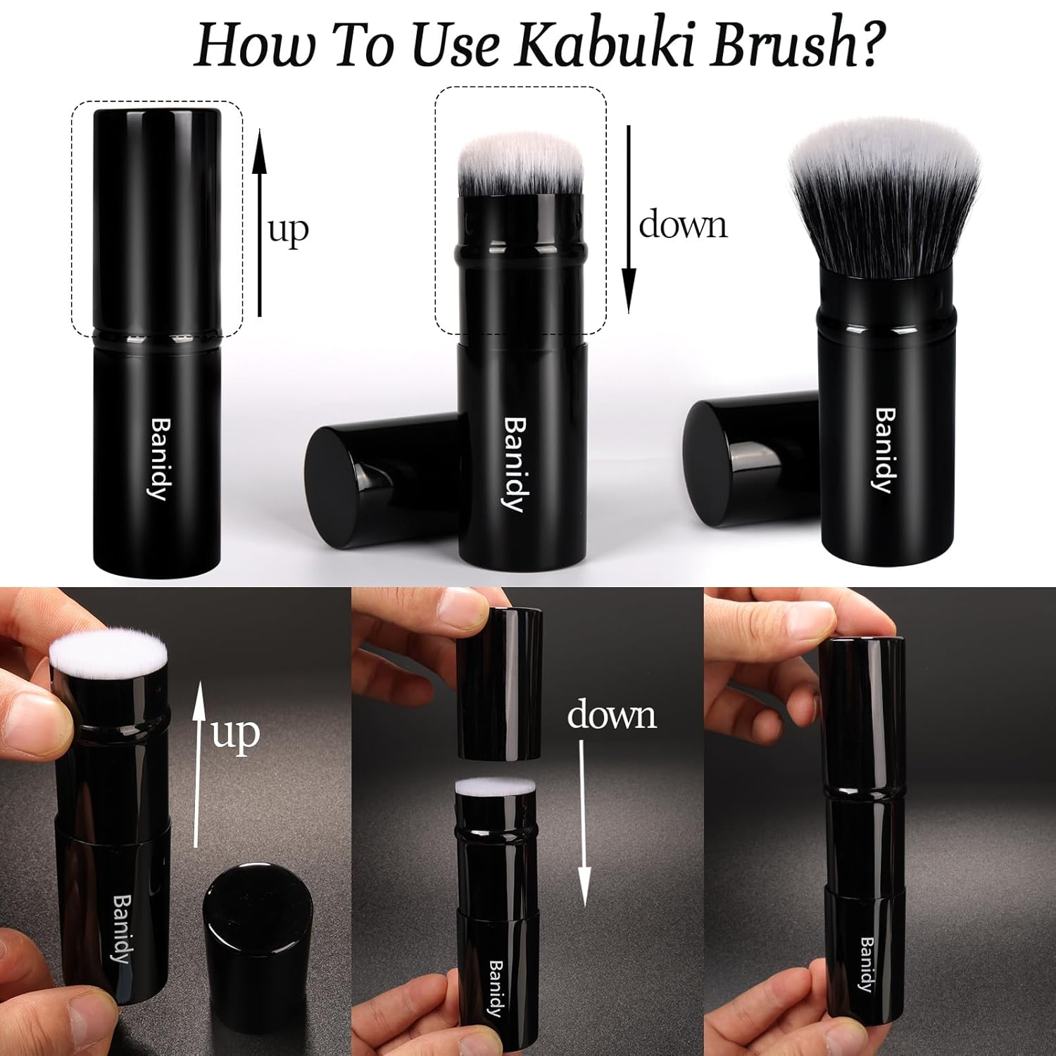 Makeup Brush Kabuki Face Brushes Retractable Travel Blush Kabuki Brush Portable Flawless for Foundation, Powder Blush, Bronzer, Buffing, Liquid, Cream, Cruelty Free with Cover-Velvo Beauty