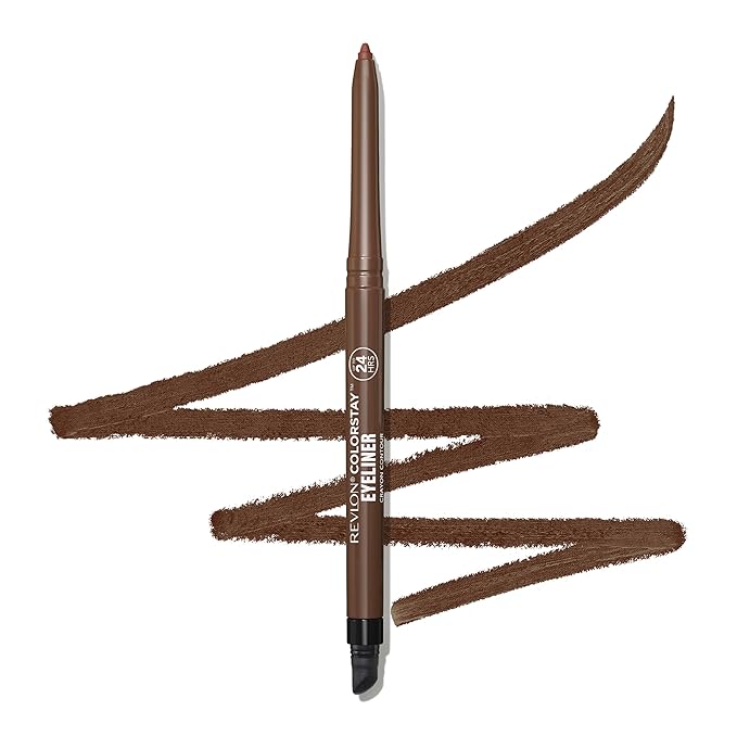 Revlon ColorStay Pencil Waterproof Eyeliner, Smudge-Proof, Eye Makeup with Built-In Sharpener, Packaging May Vary, 203 Brown, 0.01 oz-Velvo Beauty