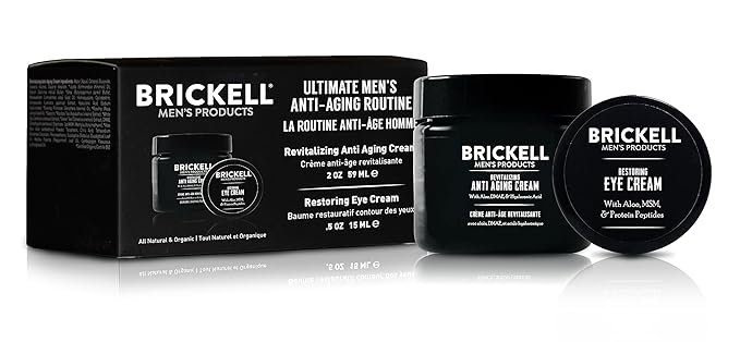 Brickell Men's Ultimate Anti-Aging Routine, Anti-Wrinkle, Night Face Cream and Eye Cream to Reduce Puffiness, Wrinkles, Dark Circles, Under Eye Bags, Natural and Organic, Scented-Velvo Beauty
