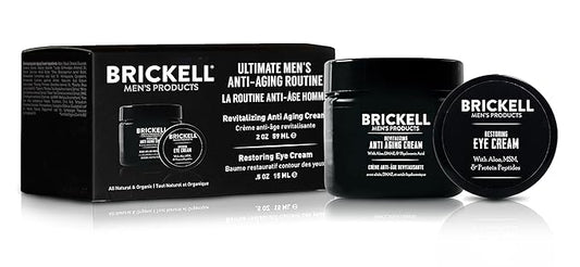 Brickell Men's Ultimate Anti-Aging Routine, Anti-Wrinkle, Night Face Cream and Eye Cream to Reduce Puffiness, Wrinkles, Dark Circles, Under Eye Bags, Natural and Organic, Scented-Velvo Beauty