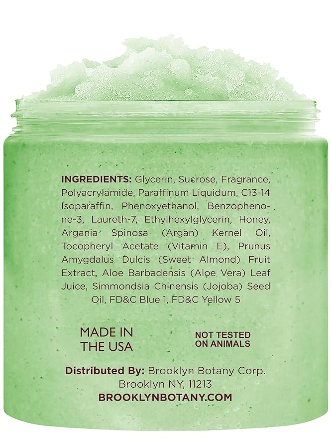 Brooklyn Botany Green Tea Honey Sugar Scrub for Body 10 oz – Deeply Hydrating and Gently Exfoliating Body Scrub for Women and Men – Moisturizing and Nourishing the Skin-Velvo Beauty