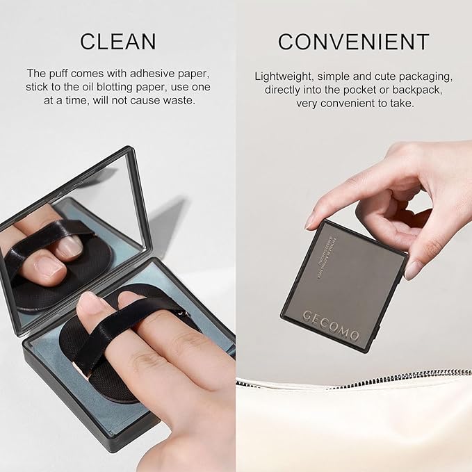KYDA 200 Sheets Bamboo Charcoal Oil Blotting Paper with Mirror and Puff, Refills Included, Face Oil Absorbing Sheets, Makeup Friendly Oil Control Paper, Travel Size Oil Control Film-Velvo Beauty
