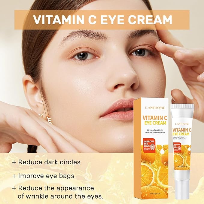 Vitamin C Eye Cream For Dark Circles, Under Eye Cream Anti Wrinkles For Reduce Puffiness And Bags Fine Lines, Wrinkles, Hydrating Eye Lifting Skin Care Anti Aging Eye Cream(0.7 FL.Oz)-Velvo Beauty