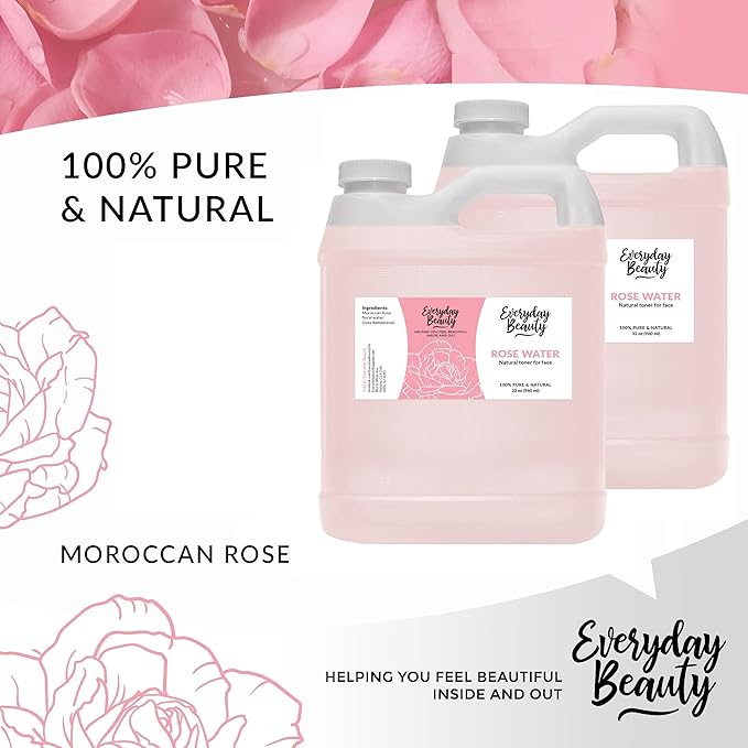 Rose Water Facial Toner Bulk - 64oz Alcohol-Free Vegan All Natural Refreshing Spray Mist for Face and Hair - Uplifts, Calming & Soothing for All Skin Types-Velvo Beauty
