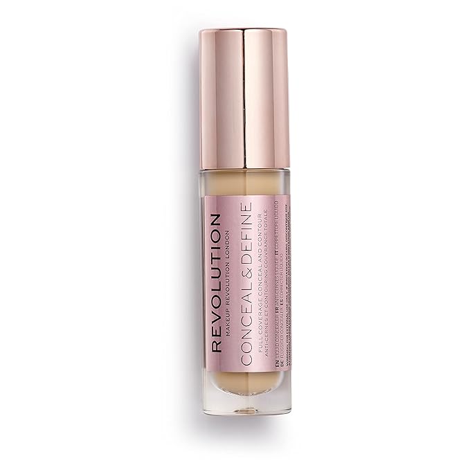 Makeup Revolution Conceal and Define Concealer, Full Coverage & Matte Finish, C9.2 for Medium/Tan Skin Tones, Vegan & Cruelty-Free, 0.7 Fl Oz-Velvo Beauty
