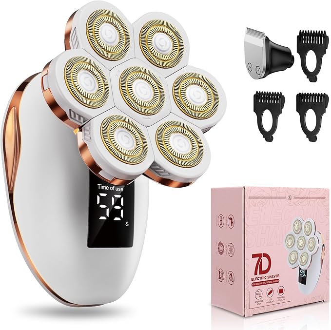 2-in-1 Electric Razors for Women, Wet/Dry 7D Rechargeable Rotary Shaver for Legs, Water Resistant Grooming Kit - Electric Razors for Women, Facial Hair Removal, Bikini Trimmer, Lips - Gentle Hair Remo-Velvo Beauty