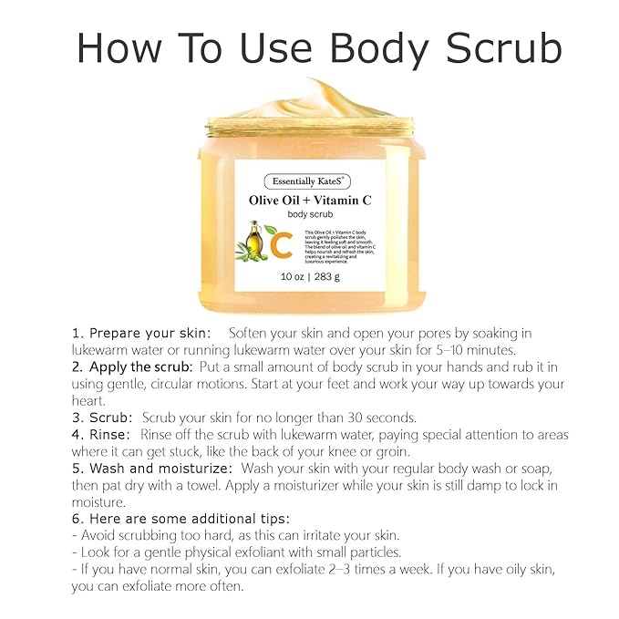 Olive Oil + Vitamin C Body Scrub 10 oz - A long lasting hydration while improving its texture - The best stocking stuffer-Velvo Beauty
