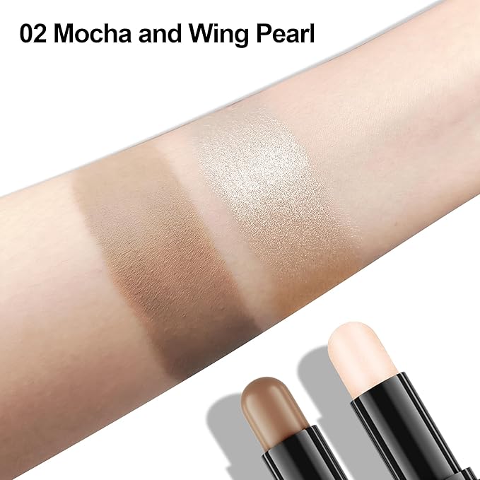 FV Cream Contour Stick, 2-in-1 Face Shaping Stick for Highlighting & Contouring, Bronzer Stick,Long Lasting & Waterproof,Non-Sticky Highlighter Makeup Pen for Light/Medium Skin Tones, 0.26oz (7.5g)-Velvo Beauty
