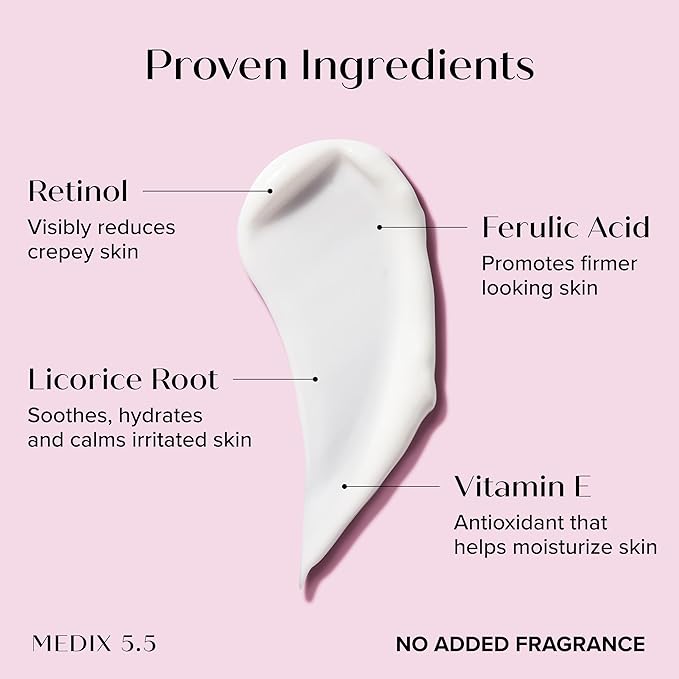 MEDIX Fragrance Free Retinol Body Lotion Crepey Skin Care Treatment | Firming Body & Face Moisturizer | Anti Aging Retinol Cream For Face Targets Loose Crepe Skin, Wrinkles, & Fine Lines, 15 Fl Oz-Velvo Beauty