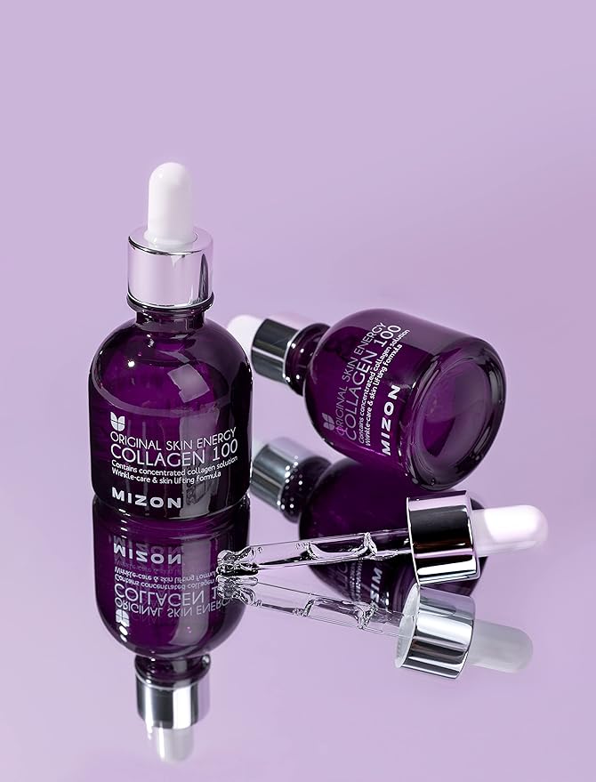 MIZON Collagen 100 Korean Ampoule with Concentrated Marine Collagen Elasticity Booster Serum Peptides Deep Hydration (1.01 fl. oz)-Velvo Beauty