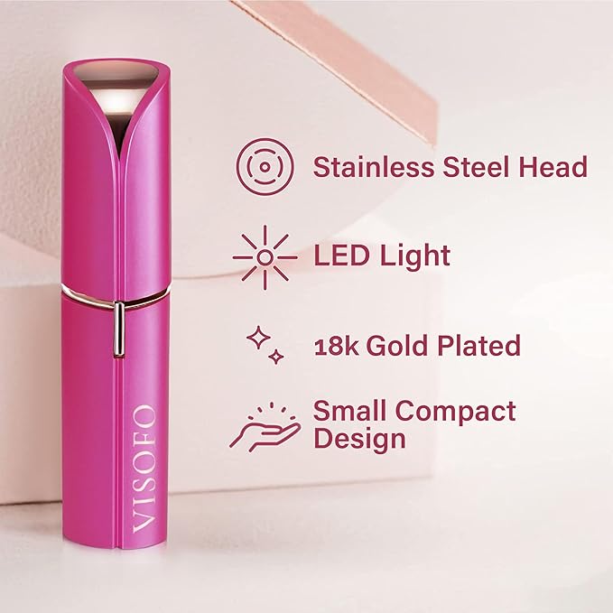 Facial Hair Removal for Women | Electric Razor Device Small Mustache Dermaplaning Remover Tools Tweezers Epilator Trimmer Face Dermaplane Shavers Beauty Gadgets Set Accessories by VISOFO (Rubellite)-Velvo Beauty