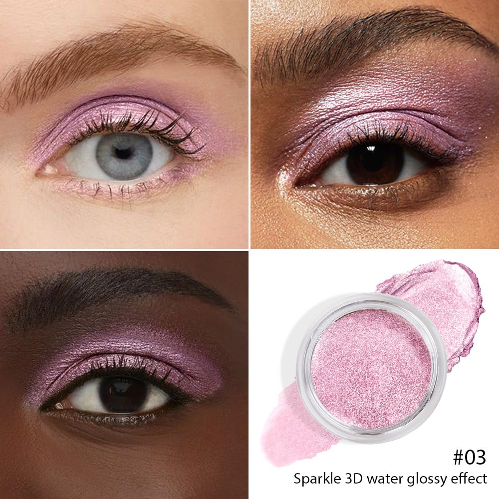 Cream Glitter Soft Pink Shimmer Metallic Eyeshadow Palette Makeup, Natural Single Mini Instant Holographic Eyeshadow For Women, Sombras Crema Para Ojos, Talc, Paraben & Cruelty Free-Velvo Beauty