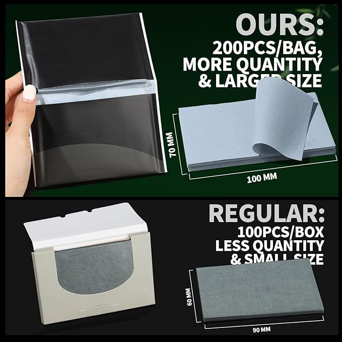 1200PCS Blotting Paper for Oily Skin, Natural Bamboo Charcoal Blotting Paper, 100 * 70MM Large Oil Blotting Sheets for Face, Makeup-Velvo Beauty