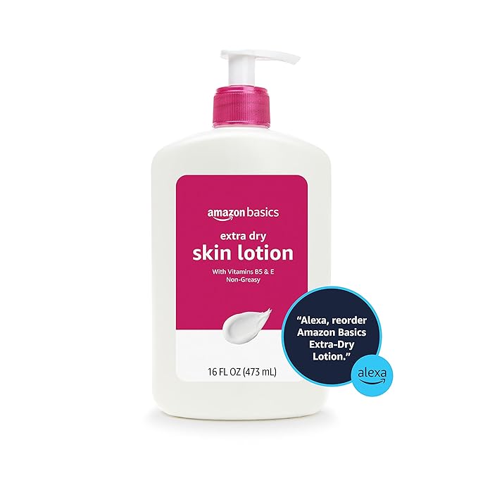 Amazon Basics Body Lotion for Extra-Dry Skin with Vitamins B5 & E, Clean Scent, 16 fl oz, Pack of 3 (Previously Solimo)-Velvo Beauty