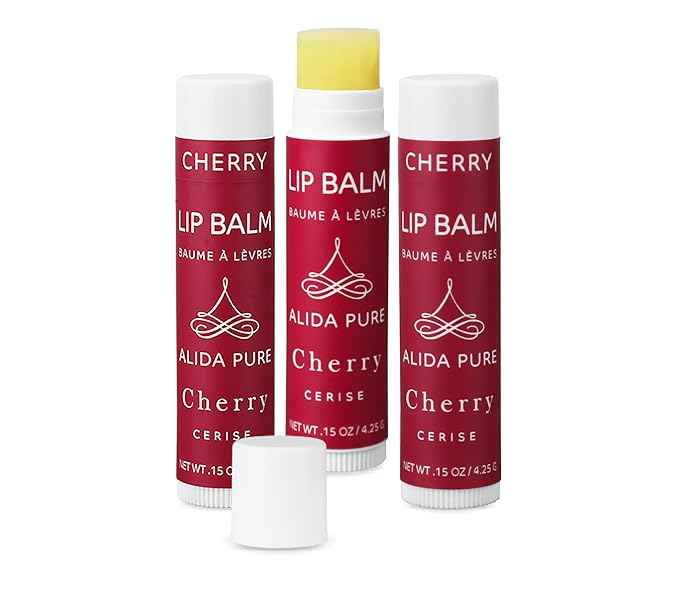 Cherry Lip Balm Collection, Vegan Lip Balm Set, Beeswax Free, with Avocado Oil, Organic Jojoba Oil, and Vitamin E, Natural Moisturizer for Dry, Chapped Lips, 3 Tube Set-Velvo Beauty