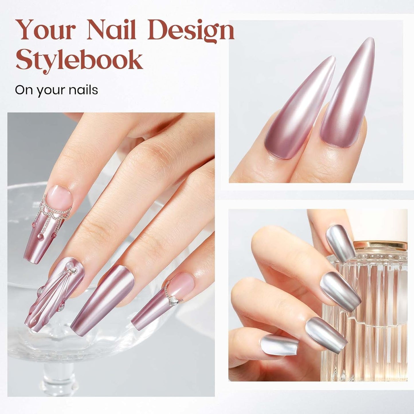 MIZHSE Pink Mirror Nail Polish, Quick Dry Metallic Nail Polish, Air Dry Fast Chrome Nail Lacquer Bright Color Oil-based Nail Art Manicure DIY Home-Velvo Beauty