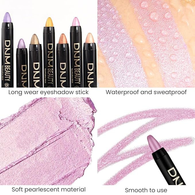 evpct Violet Pink Shimmer Cream Eye Shadow Brightener Sticks Set for Eyes, Violet Pink Shimmery Matte Pencil Eye shadow Applicator Stick Pen Palette Makeup Waterproof sombras en crema para ojos 07#-Velvo Beauty
