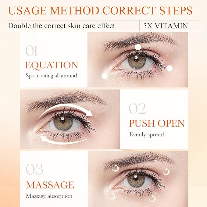 Eye Cream For Dark Circles, Vitamin C Eye Cream For Dark Circles, Puffiness and Bag, Anti Aging Eye Cream Firming Skin, Reduces Fine Lines, Moisturizing Eye Cream for Dry Skin around Eyes-Velvo Beauty