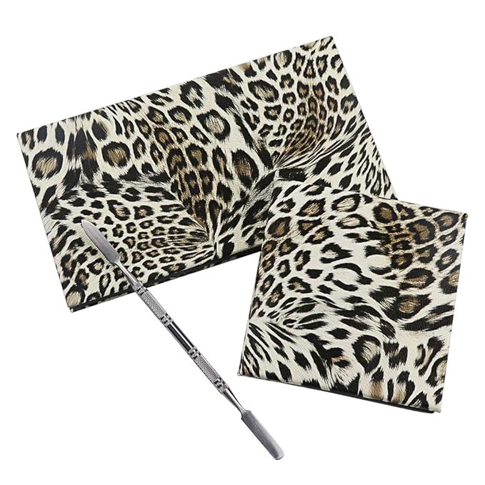 Leopard Empty Makeup Magnetic Palette with Spatula and Metal Stickers 2pcs Palettes Set 18 Colors and 9 Colors Empty Magnetic Makeup Palette (Leopard Grain)-Velvo Beauty