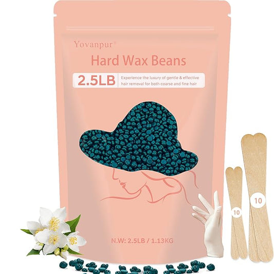 2.5lb Hard Wax Beads For Hair Removal, Yovanpur Waxing Beans for Sensitive Skin, Face, Eyebrows, Bikini, Brazilian, Legs and Full Body Bulk-Velvo Beauty