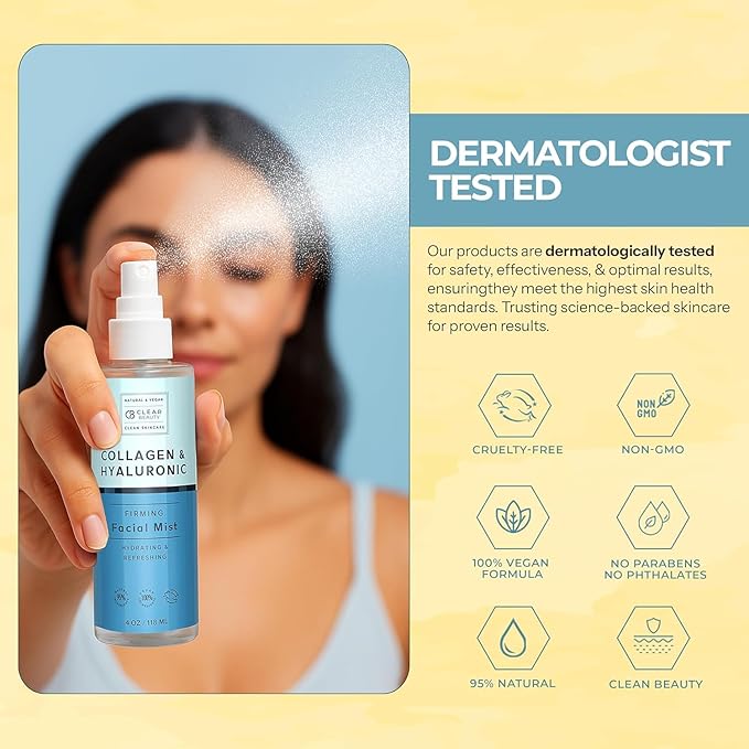 Hyaluronic Acid & Collagen Face Mist - Dermatologist Tested, Moisturizes & Tones Skin, Anti-Aging, Natural Ingredients, Cruelty-Free Korean Skin Care - All Skin Types - 4 OZ (2 Pack)-Velvo Beauty