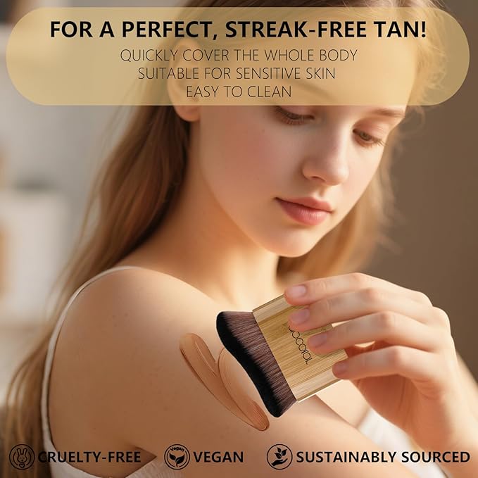 docolor Self Tanner Brush Large Body Makeup Brush, Soft Vegan Tanning Brush no stripes, for Foundation, Self-tanner, Bronzer, Self Tan Back Applicator Body + Face Self-Tan Blending Brush Gift Box-Velvo Beauty