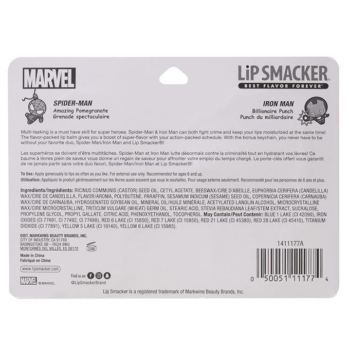 Lip Smacker Marvel, keychain, lip balm for kids - Spiderman & Captain America-Velvo Beauty
