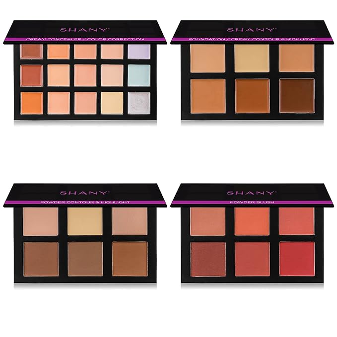 SHANY 4-Layer Contour and Highlight Makeup Kit - Set of Concealer Palette, Color Corrector, Makeup Foundation Palette, Contour Highlight, and Blush Palettes Sets-Velvo Beauty