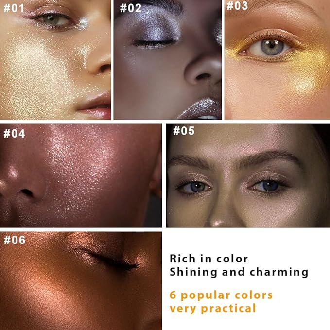 6 Colors Face Highlighter Makeup Palette iluminadores de maquillaje profesional luminizers Cheek Diamond Shimmer Stick Glitter Bronzer and Highlighter Palette makeup illuminators highlighters for face-Velvo Beauty
