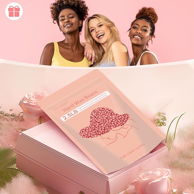 Hard Wax Beads, 2.5 lb Wax Beans for Hair Removal, Ideal for Sensitive skin, Brazilian, Bikini, Face, Eyebrows, Underarms and Full Body Waxing Bulk (Pink)-Velvo Beauty