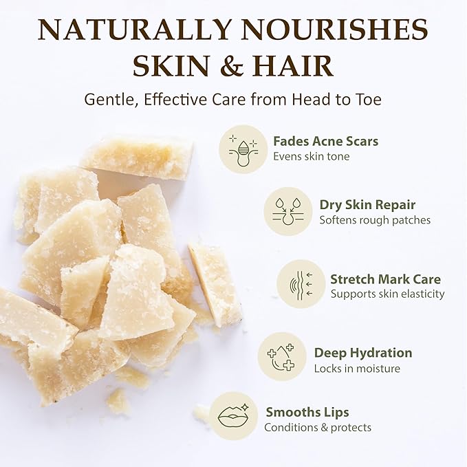 Era of Nature Cocoa Butter Raw – 100% Pure & Unrefined, Cold-Pressed Cacao – For DIY Skincare & Haircare – Deep Hydration for Skin, Hair, Lips – Stretch Mark & Scar Care – Natural Chocolate Scent, 8oz-Velvo Beauty