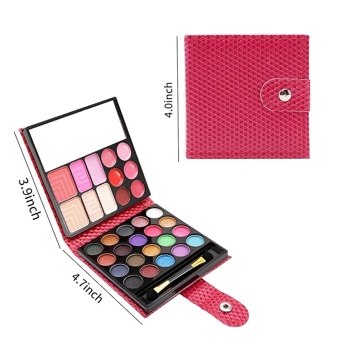 Boobeen All in 1 Makeup Palette kit - Colorful Eye Shadow Palette, Lip Gloss, Blush and Contour Powder to Define Face Shape, with Mirror&Brush, Make Up Gift for Women-Velvo Beauty