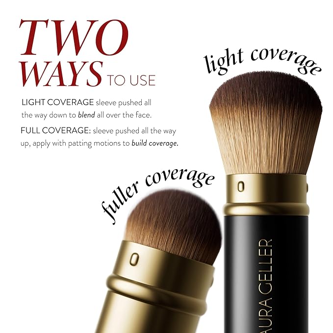 LAURA GELLER NEW YORK Retractable Airbrush Kabuki Brush for All Face Makeup & Foundation for Liquid, Cream and Powder Face Makeup With Aluminum Handle-Velvo Beauty