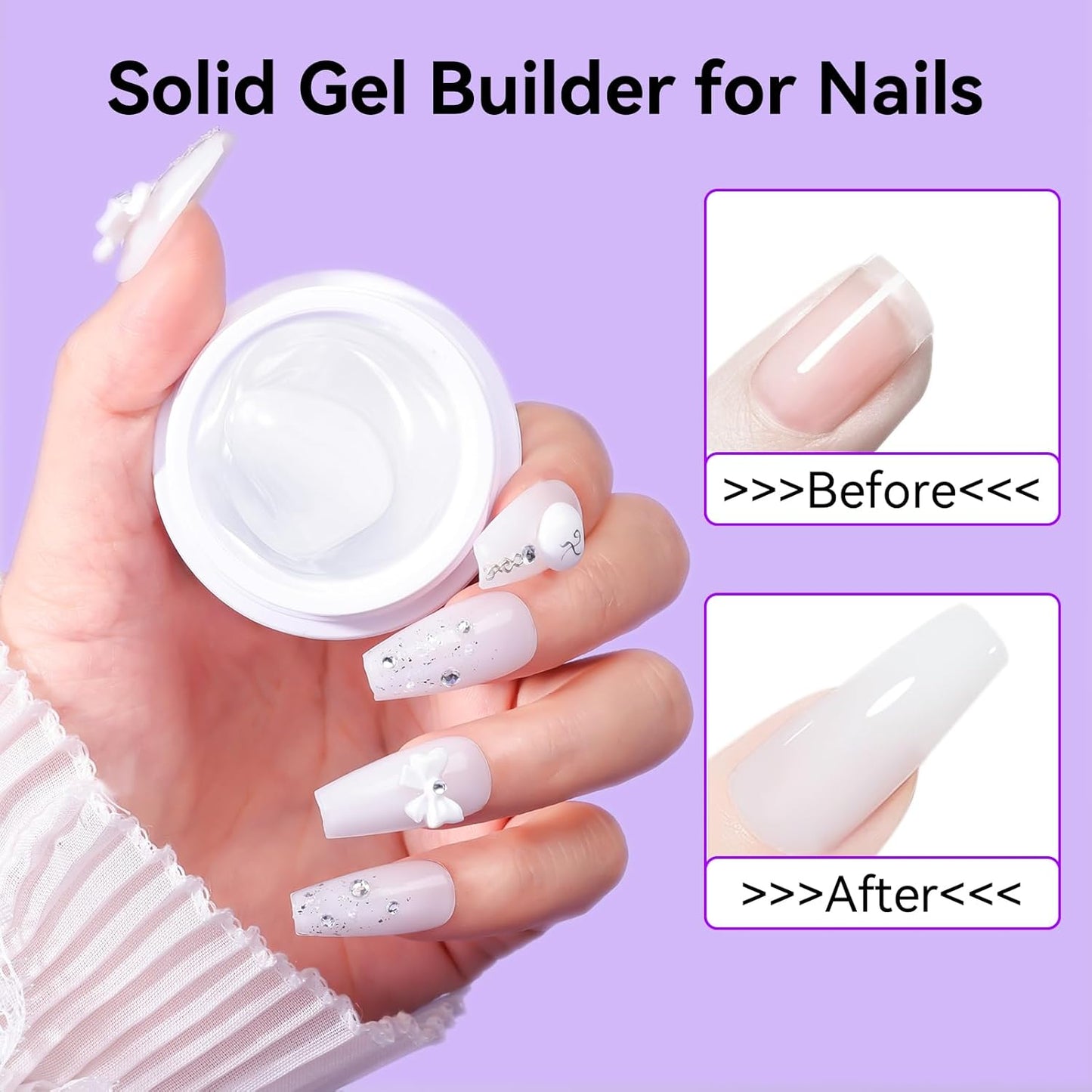 Makartt 3D Gel Nail Art: 4-in-1 Solid Builder Nail Gel White Non-sticky Hands for Extension, 15ML UV Glue for Acrylic Tips, 3D Nails Gels Sculpture Gels for Nails Art Salon Home DIY 2PCS 15ml-Velvo Beauty