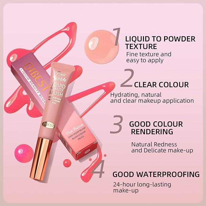 Liquid Blush Beauty Wand Matte Cream Blush Stick with Soft Cushion Applicator For Natural Cheek Tint Blendable Lightweight Long Lasting Dewy Finish makeup blush for Face(01 Nude Orange)-Velvo Beauty