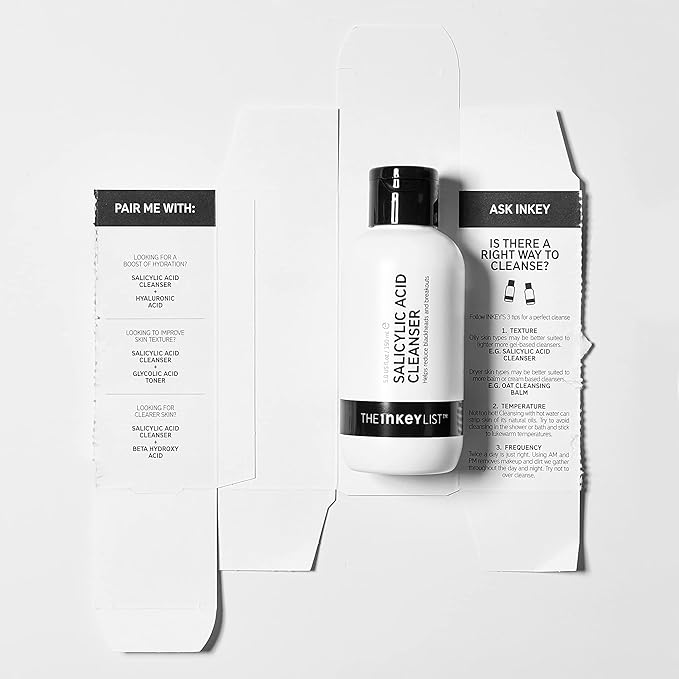 The INKEY List Salicylic Acid Cleanser, Face Wash for Blemishes, Blackheads, Oily Skin and Breakouts, Non-Drying Facial Cleanser Safe for All Skin Types, 5.0 fl oz (Pack of 2)-Velvo Beauty