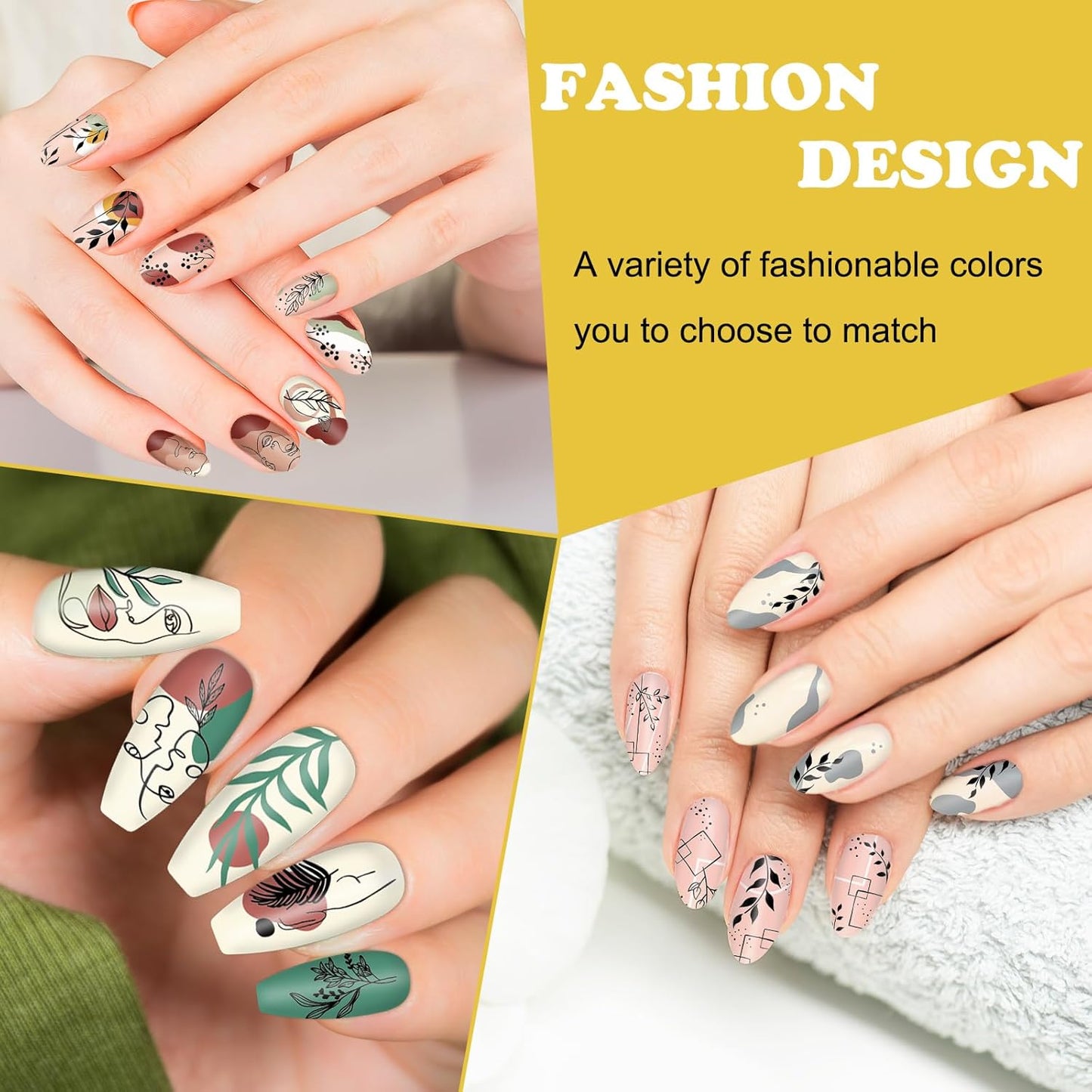 Whaline 6Pcs Abstract Lady Face Nail Plates Stamping Set Boho Plant Stamp Templates Nail Art Plates for DIY Print Manicure Salon Design Gift Supplies-Velvo Beauty