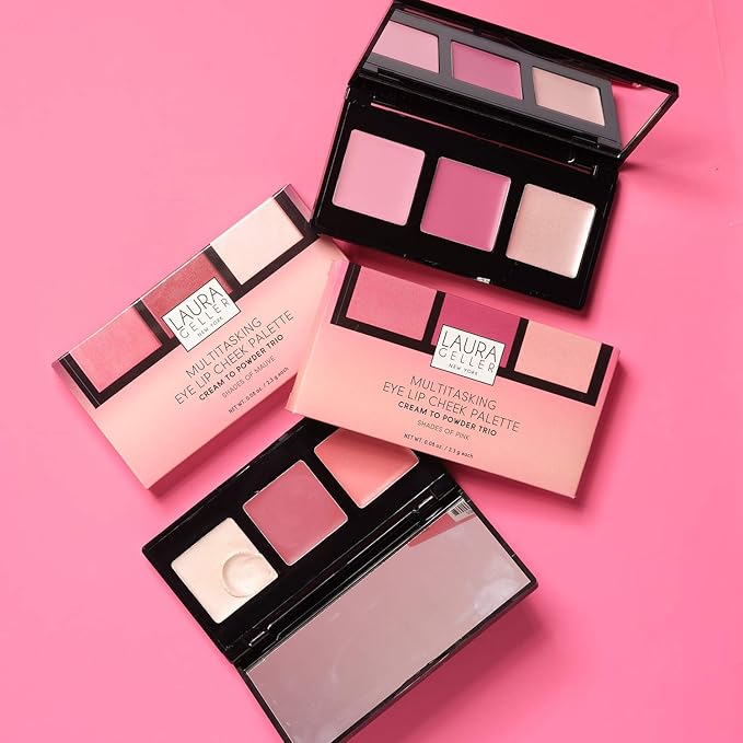 LAURA GELLER NEW YORK Multitasking Eye Lip Cheek Palette Cream to Powder Trio, Mauves-Velvo Beauty