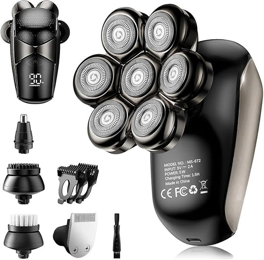 Head Shavers for Bald Men: 5-in-1 Electric Razor - IPX7 Waterproof Shaving Grooming Kit for Balder - LED Display & Precision Blades-Velvo Beauty