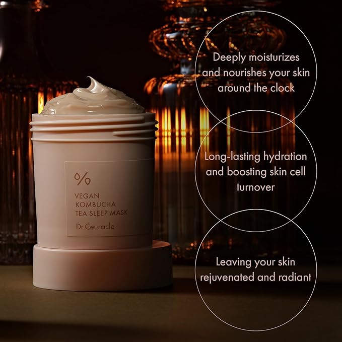 Dr.Ceuracle Vegan Kombucha Tea Sleeping Mask - Hydrating Overnight Face Mask with Niacinamide, Bakuchiol, Ceramide, Korean Skincare (100 g / 3.52 oz.)-Velvo Beauty